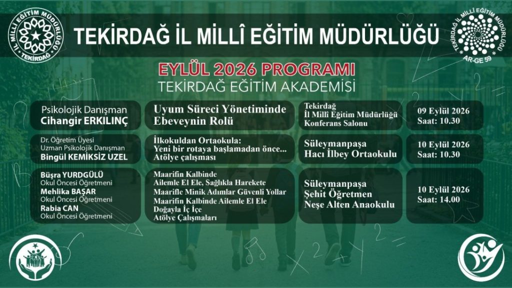 Tekirdağ Eğitim Akademisi Eylül Ayı Etkinlikleriyle Başlıyor